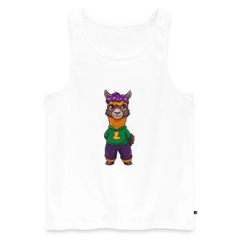 Alpaga Drôle Kawaii Dessin Animé Personnage Clipart - Débardeur bio Premium Homme - blanc - Devant - AI Model Male 178 light (178cm)