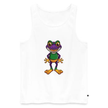 Frog Funny Kawaii Cartoon Character Clipart - Men's Premium Organic Tank Top - white - Front - Michal (187cm)
