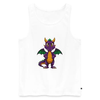 Dragon Funny Kawaii Cartoon Character Clipart - Men's Premium Organic Tank Top - white - Front - Michal (187cm)
