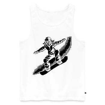 Snowboarder Pixel Art - Débardeur bio Premium Homme - blanc - Devant - AI Model Male 178 light (178cm)