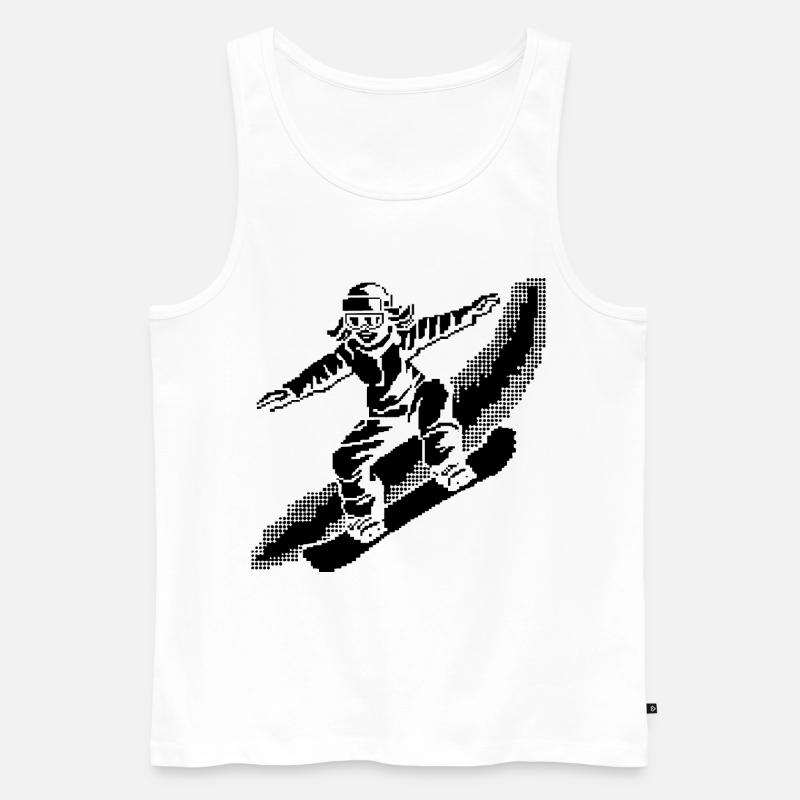 Snowboarder Pixel Art - Männer Premium Bio Tank Top - Weiß