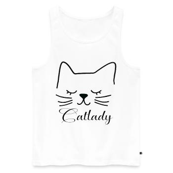 Cat Catlady Silhouette Outline Lineart Art - Men's Premium Organic Tank Top - white - Front - AI Model Male 178 light (178cm)