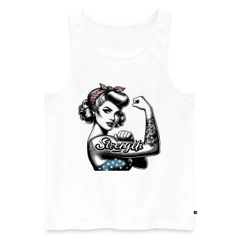 Strength Strong Woman Rockabilly Gift - Men's Premium Organic Tank Top - white - Front - AI Model Male 178 light (178cm)