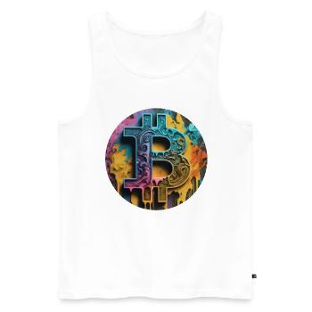 Bitcoin graffiti: Colorful and rebellious - Men's Premium Organic Tank Top - white - Front - AI Model Male 178 light (178cm)