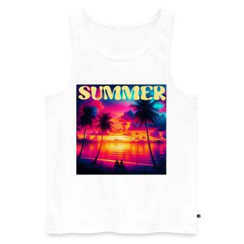 Été Palmier Sunset Rétro - Débardeur bio Premium Homme - blanc - Devant - Michal (187cm)