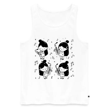 Dessin animé Saxophone Girl - Débardeur bio Premium Homme - blanc - Devant - Michal (187cm)