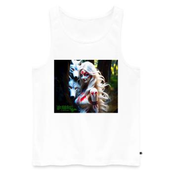 Whigt Wolf and Mytologie Girl - Men's Premium Organic Tank Top - white - Front - AI Model Male 178 light (178cm)