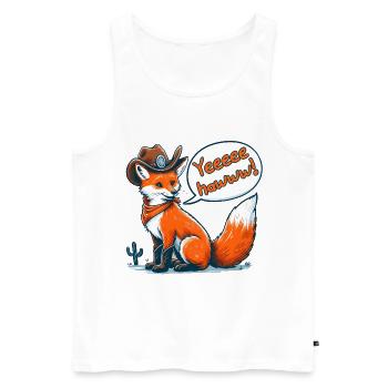 Cowboy Fox Says Yeehaw! Funny Western Cartoon - Men's Premium Organic Tank Top - white - Front - AI Model Male 178 light (178cm)