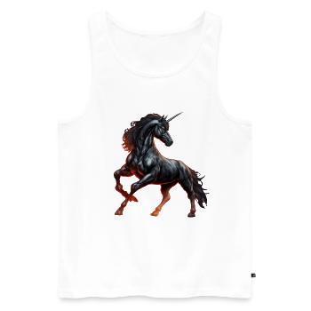 La puissante licorne noire - Débardeur bio Premium Homme - blanc - Devant - AI Model Male 178 light (178cm)
