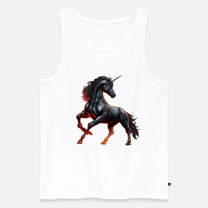 Das mächtige schwarze Einhorn - Männer Premium Bio Tank Top - Weiß
