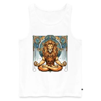 Löwe Meditation meditieren Geschenk - Männer Premium Bio Tank Top - Weiß - Vorne - Michal (187cm)