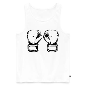Boxhandschuhe Zeichnung - Männer Premium Bio Tank Top - Weiß - Vorne - Michal (187cm)