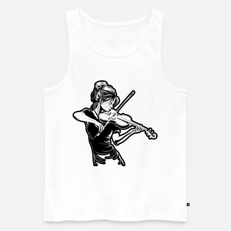 Geige Mädchen Zeichnung - Männer Premium Bio Tank Top - Weiß