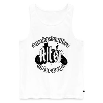 durchgeknallter Alter unterwegs - Männer Premium Bio Tank Top - Weiß - Vorne - Michal (187cm)