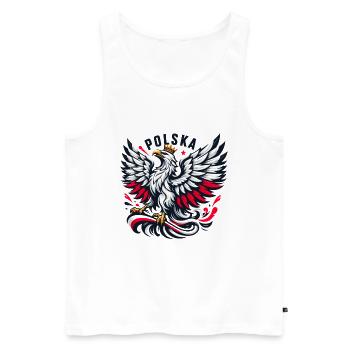 Polen Polska polnisch rot weiß Adler Krone Geschen - Männer Premium Bio Tank Top - Weiß - Vorne - AI Model Male 178 light (178cm)