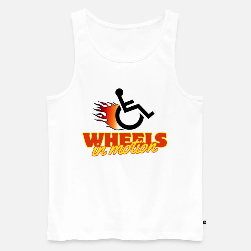Rollstuhlräder sind immer in Bewegung # - Männer Premium Bio Tank Top - Weiß