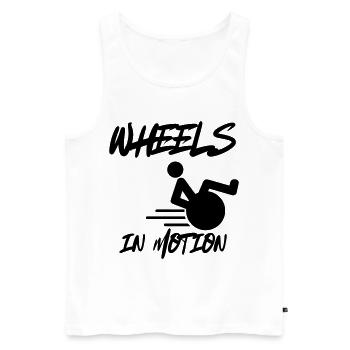 Les roues du fauteuil roulant sont toujours en mouvement * - Débardeur bio Premium Homme - blanc - Devant - Michal (187cm)