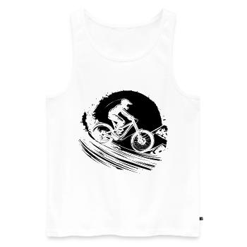Mountainbiken - Männer Premium Bio Tank Top - Weiß - Vorne - Michal (187cm)
