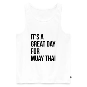 Muay Thai - Men's Premium Organic Tank Top - white - Front - AI Model Male 178 light (178cm)