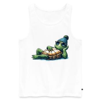 Chill Toad Turtle Cool Chill Gift - Men's Premium Organic Tank Top - white - Front - AI Model Male 178 light (178cm)
