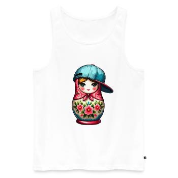 Matryoshka Cool Cap Gift - Men's Premium Organic Tank Top - white - Front - Michal (187cm)