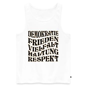 DEMOKRATIE RESPEKT WÄHLEN - Männer Premium Bio Tank Top - Weiß - Vorne - Michal (187cm)