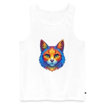 Chat turc de Van, dessin animé kawaii, animal de compagnie - Débardeur bio Premium Homme - blanc - Devant - Michal (187cm)