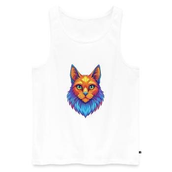 Turkish Angora Cat Breed Cartoon Kawaii Animal Pet - Men's Premium Organic Tank Top - white - Front - AI Model Male 178 light (178cm)