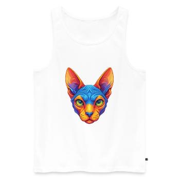 Chat Sphynx Race de chat Dessin animé Kawaii Animal de compagnie - Débardeur bio Premium Homme - blanc - Devant - Michal (187cm)