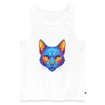 Chat bleu russe, animal de compagnie de dessin animé Kawaii - Débardeur bio Premium Homme - blanc - Devant - Michal (187cm)