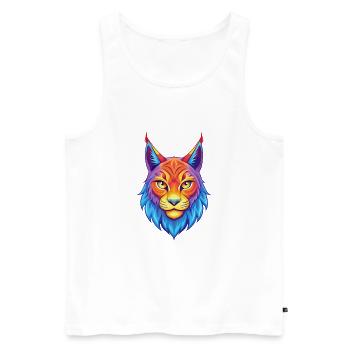 lynx eurasien chat race dessin animé Kawaii animal de compagnie - Débardeur bio Premium Homme - blanc - Devant - Michal (187cm)