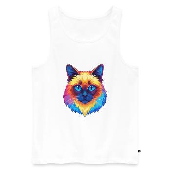 Birman Chat Race Dessin Animé Kawaii Animal Pet - Débardeur bio Premium Homme - blanc - Devant - Michal (187cm)