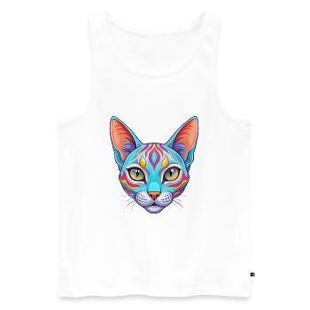 Ocicat Chat Race Dessin Animé Kawaii Animal Pet - Débardeur bio Premium Homme - blanc - Devant - Michal (187cm)