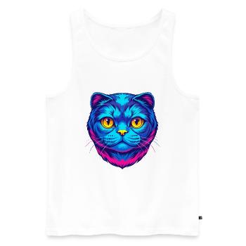 Chat Scottish Fold de race dessin animé kawaii animal de compagnie - Débardeur bio Premium Homme - blanc - Devant - Michal (187cm)