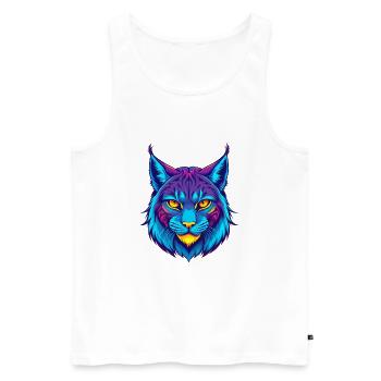 lynx eurasien chat race dessin animé Kawaii animal de compagnie - Débardeur bio Premium Homme - blanc - Devant - Michal (187cm)