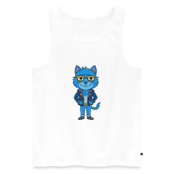 Russisch Blau Lustige Cartoon Kawaii Jacke Sonnenbrille - Männer Premium Bio Tank Top - Weiß - Vorne - Michal (187cm)