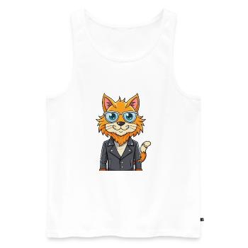 Maine Coon Funny Cartoon Kawaii Veste Lunettes de soleil - Débardeur bio Premium Homme - blanc - Devant - Michal (187cm)