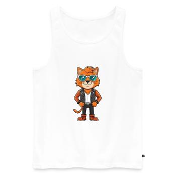 Highlander Lustige Cartoon Kawaii Jacke Sonnenbrille - Männer Premium Bio Tank Top - Weiß - Vorne - Michal (187cm)