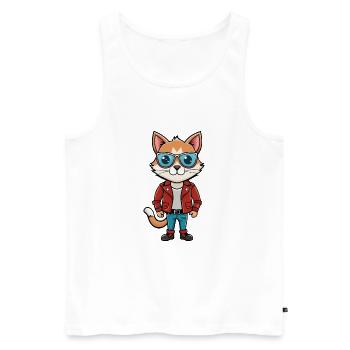 Balinesische lustige Cartoon Kawaii Jacke Sonnenbrille - Männer Premium Bio Tank Top - Weiß - Vorne - Michal (187cm)