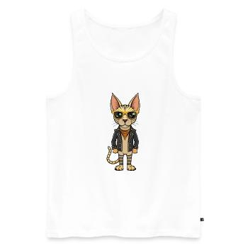 Arabian Egyptian Mau Funny Cartoon Kawaii Jacket S - Men's Premium Organic Tank Top - white - Front - Michal (187cm)