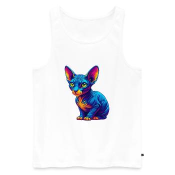 Cornouailles Rex Chat Race Dessin animé Kawaii Animal Pet - Débardeur bio Premium Homme - blanc - Devant - Michal (187cm)