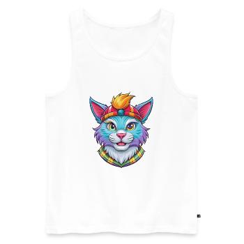 Highlander Katzenrasse Cartoon Kawaii Tier Haustier - Männer Premium Bio Tank Top - Weiß - Vorne - Michal (187cm)