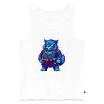 Highlander Katzenrasse Cartoon Kawaii Tier Haustier - Männer Premium Bio Tank Top - Weiß - Vorne - Michal (187cm)