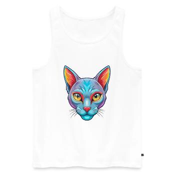 Korat Cat Breed Cartoon Kawaii Animal Pet - Men's Premium Organic Tank Top - white - Front - Michal (187cm)