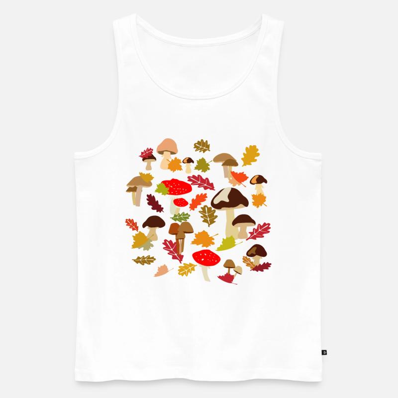 Herbstwald Pilz Muster - Männer Premium Bio Tank Top - Weiß