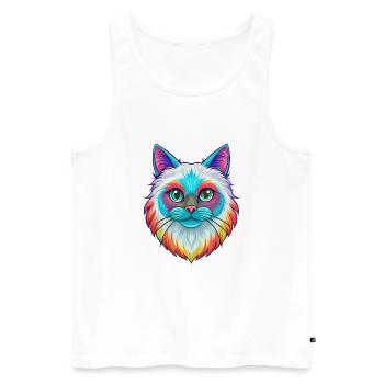 Birman Chat Race Dessin Animé Kawaii Animal Pet - Débardeur bio Premium Homme - blanc - Devant - Michal (187cm)