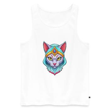 Arabian Mau Cat Breed Cartoon Kawaii Animal Pet - Men's Premium Organic Tank Top - white - Front - Michal (187cm)