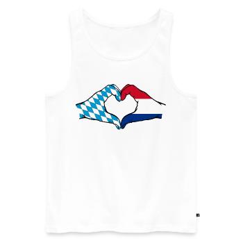 Bavière, Hollande, Drapeau, Aiguilles, Forme Coeur - Débardeur bio Premium Homme - blanc - Devant - Michal (187cm)