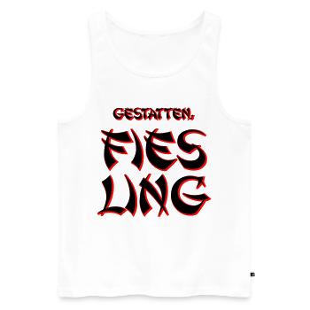 Fies Ling - Männer Premium Bio Tank Top - Weiß - Vorne - AI Model Male 178 light (178cm)
