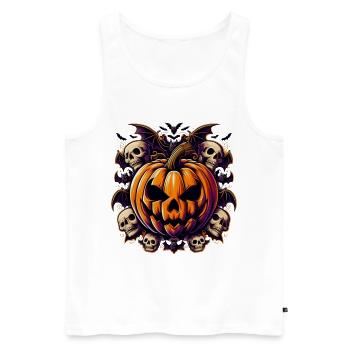 Spooky Halloween pumpkin with skulls - Men's Premium Organic Tank Top - white - Front - Michal (187cm)